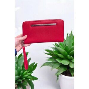 Steve Madden Zip Around Wallet Wristlet Red Clutch Bag Bzippy (EUC)